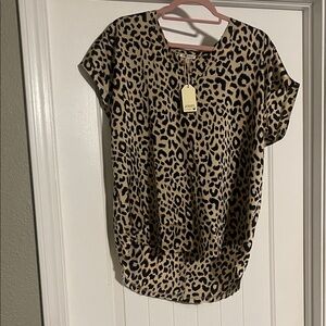 JODIFL Leopard Print Blouse - Black and Tan